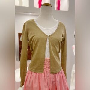 Y2K Garage Vintage Sparkly Gold Nylon Long Sleeve Single Top Button Closure